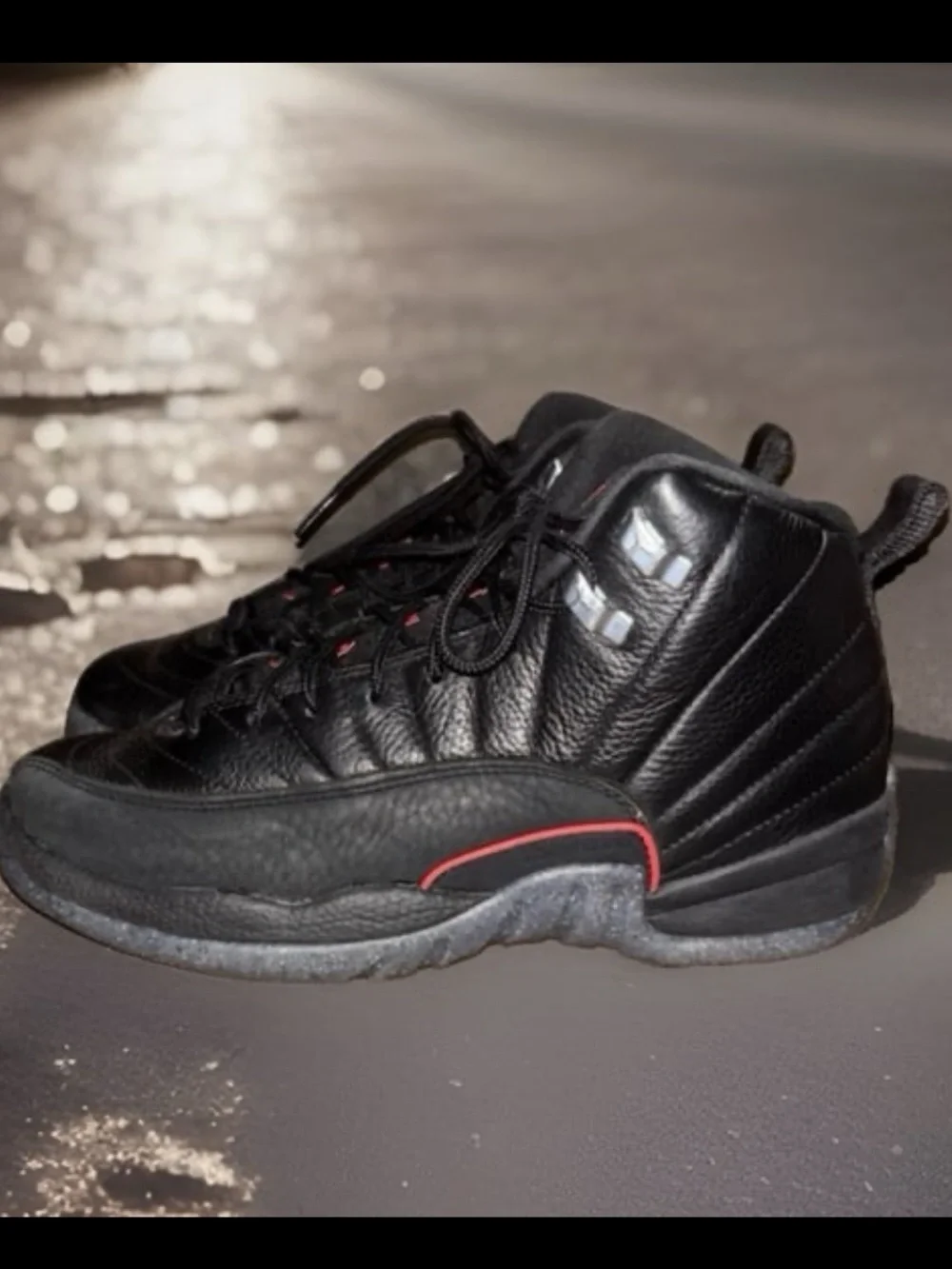 Air Jordan 12 Retro Utility 'Grind' sneaker in black tumbled leather,Youth 7Y